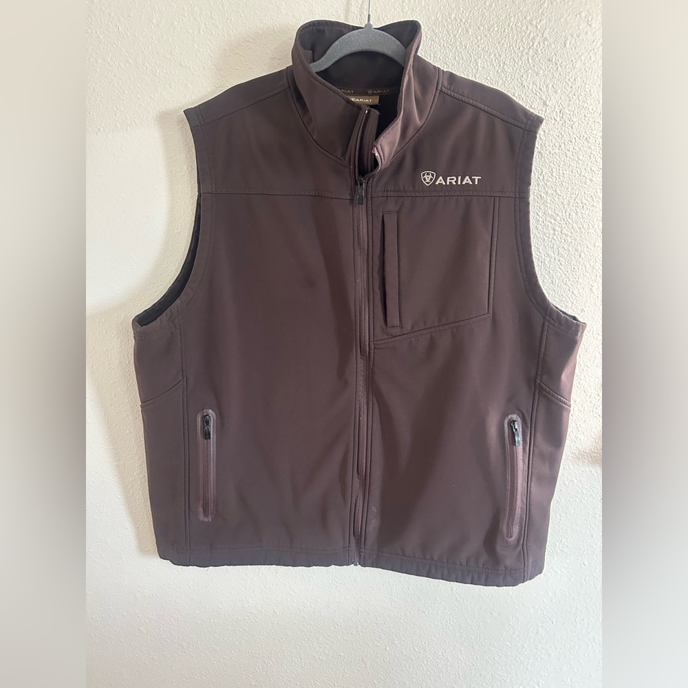 Ariat Logo Soft Shell Waterproof Chocolate Brown Vest Mens Size XXL